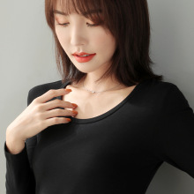内搭女秋冬纯棉长袖女装打底衫女气质修身圆领女式棉衣服一件代发