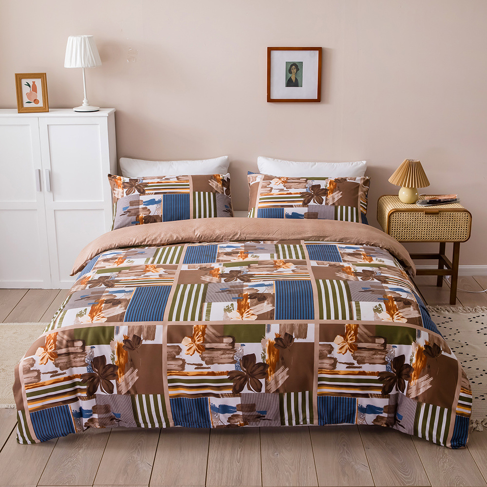 跨境速卖通亚马逊wish床上用品植物花卉几何图形外贸家纺三四件套