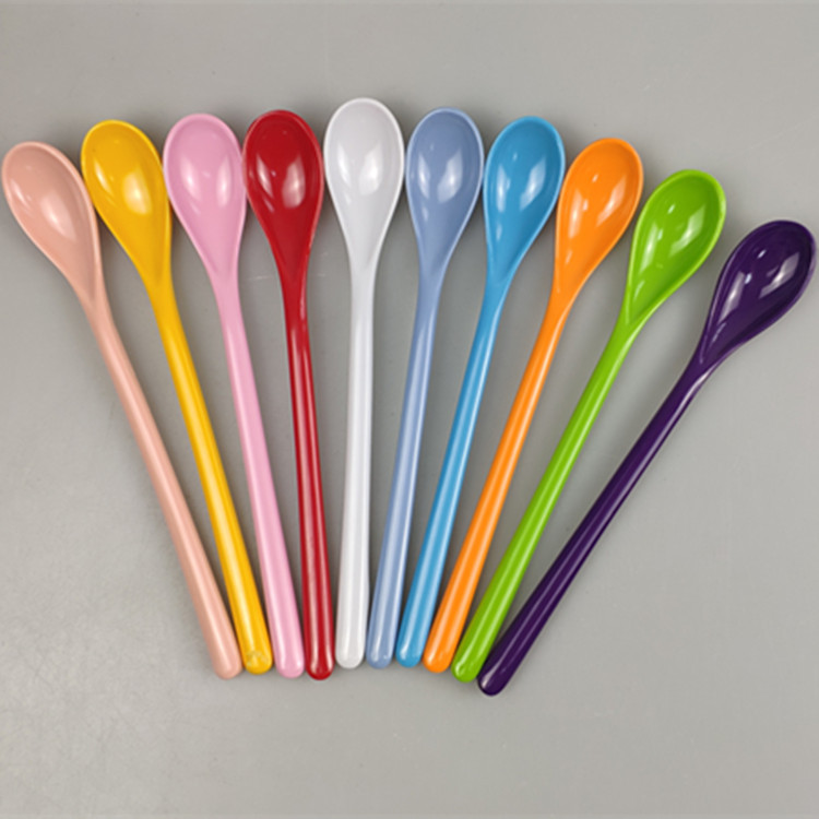 彩色塑料长柄勺子儿童密胺仿瓷勺子汤勺餐具调羹