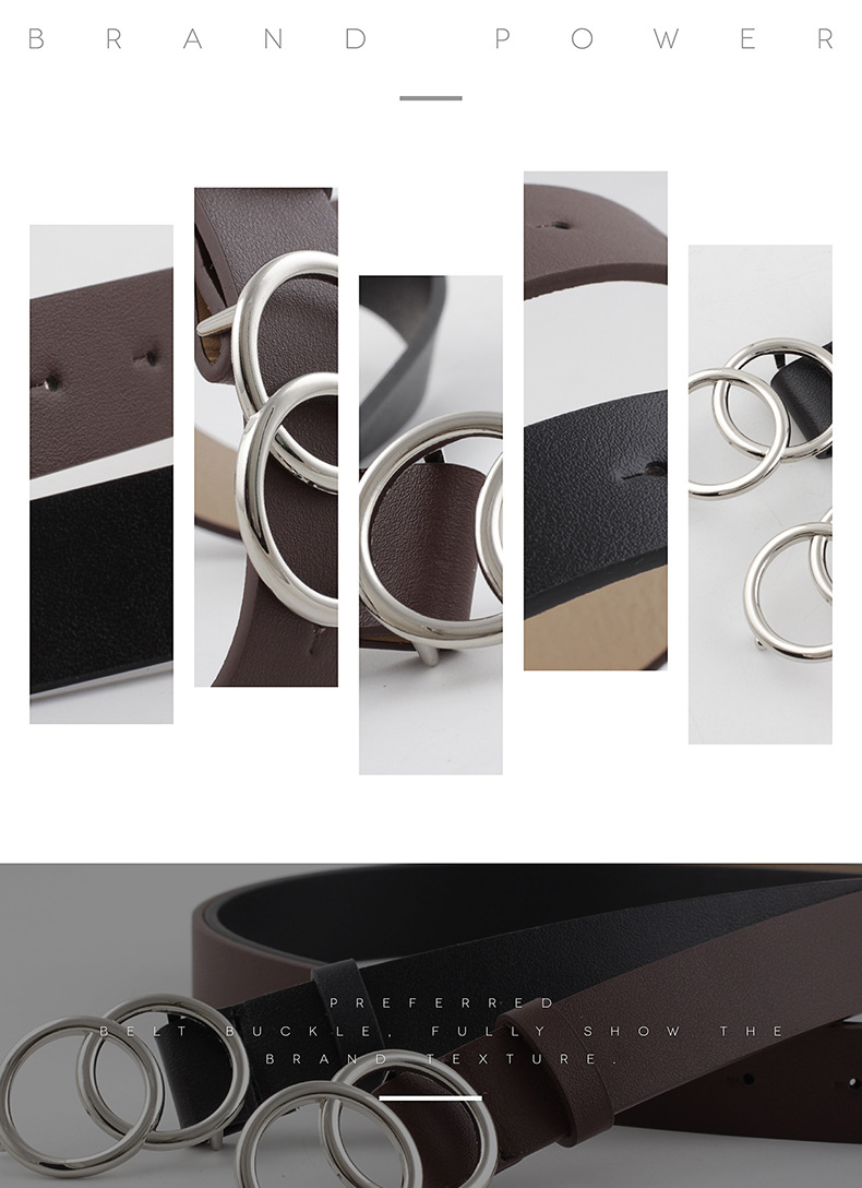 Popular European and American Silver Circle Round Buckle Belt for Women's Fashion Trendy Decorative Jeans Belt Versatile Simple Casual Pants_voghion.com