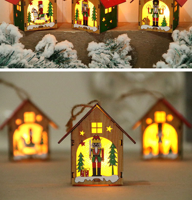 Christmas Luminous Assembled Wooden House display picture 9