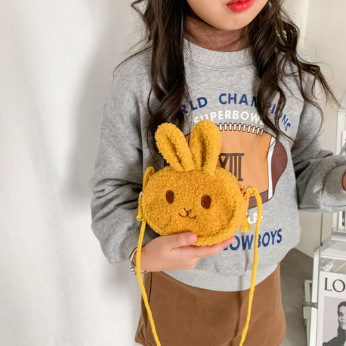 New Plush Bunny Children's Crossbody Bag Korean Style Cute Girls Shoulder Bag Toddler Coin Purse