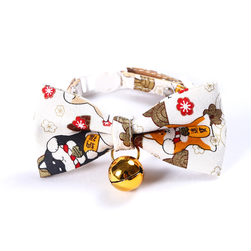 Gatos de ganancia ajustables perros de lazo de mascota collar de campana arco gatos perros collar general estilo japonés y coreano