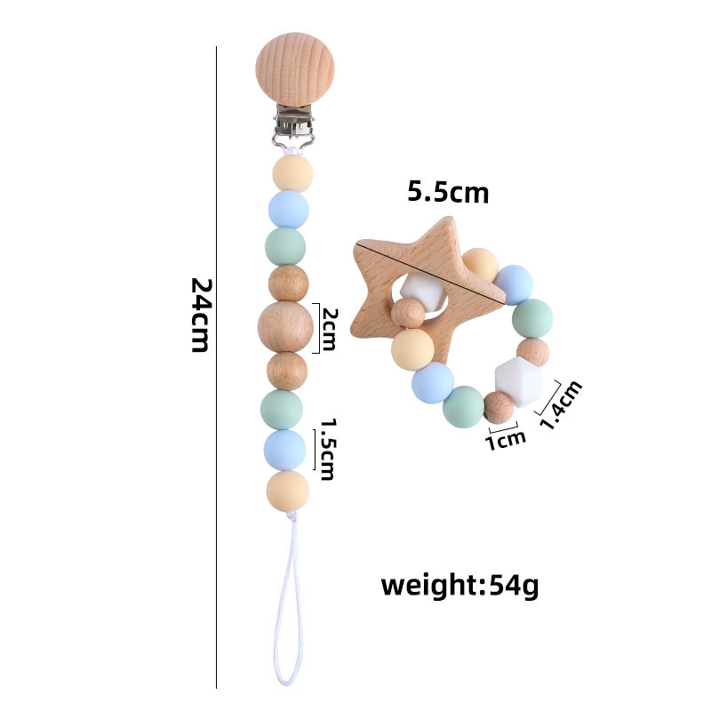 Amazon nuevo bebé de haya de juguete mordedor de dibujos animados animal mordedor de silicona cuentas chupete cadena anti-caída de la cadena