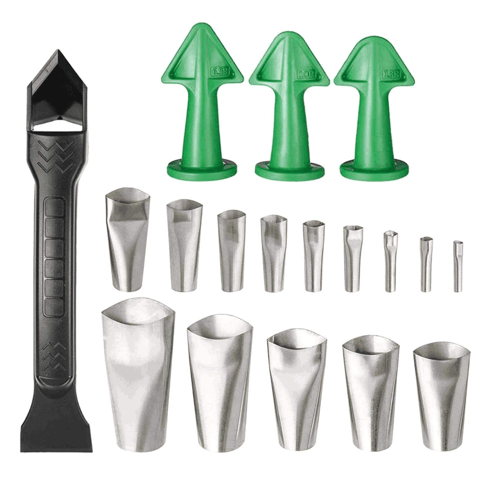 亚马逊直供不锈钢胶嘴玻璃胶嘴铲胶器门窗浴室填缝工具18件套