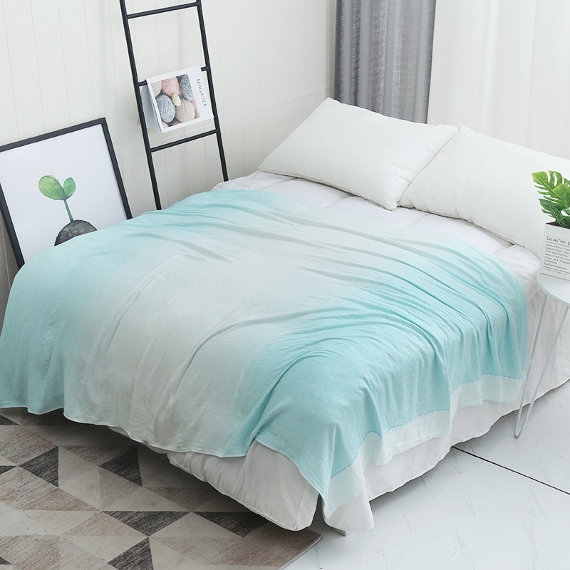 雙層竹纖維漸變色夏季清涼毛巾被嬰兒兒童午休被子毯子壹件代發