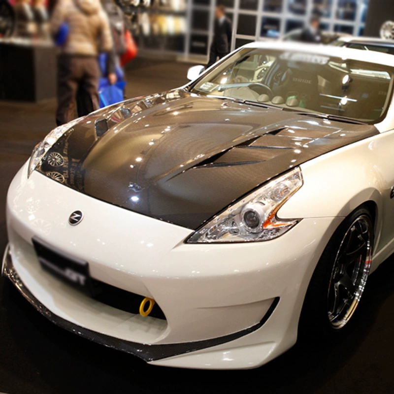 Капот для японского 370Z, тюнинг AMUSE Demon Z34, передняя крышка из углеродного волокна, многопоточный/многоотверстный двигательный кожух