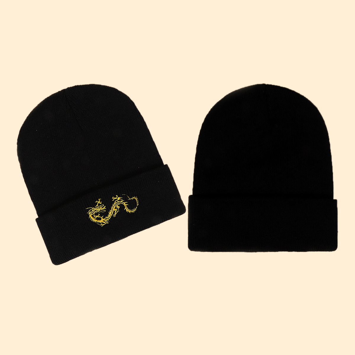 Hot Selling Fashion Dragon Embroidery Knitted Hat Factory Wholesale display picture 4