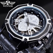 一件代发T-Winner新款全镂空骷髅头男士全自动机械表手表手表男表