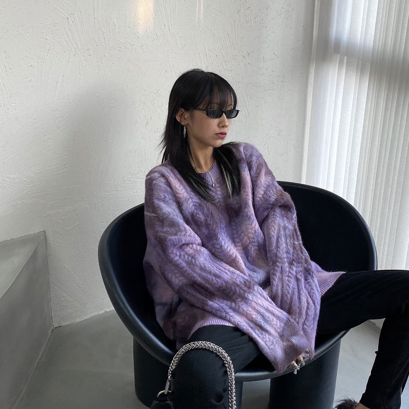 加厚扎染毛衣女外穿2020秋冬新款宽松慵懒风圆领针织衫外搭上衣|ms