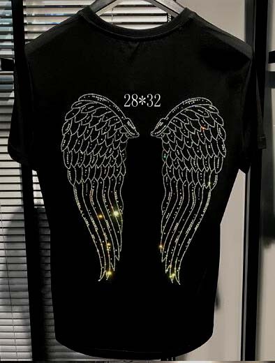 烫钻　烫钻图案　后背大翅膀烫钻图案　烫钻图案批发