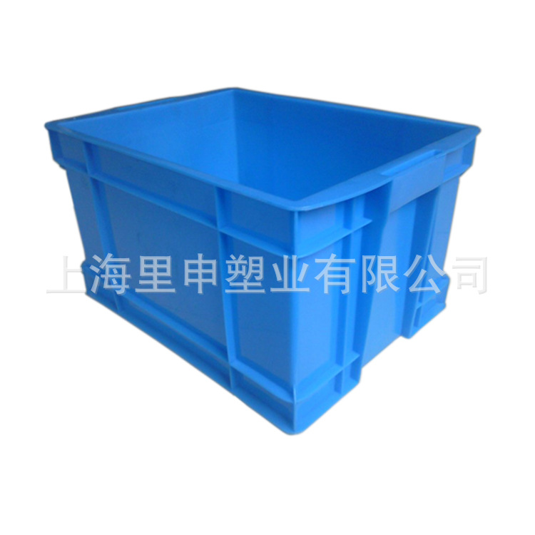 塑料周转箱 带盖塑胶箱 530*380*290蓝色加厚塑胶箱 全新PE塑料箱