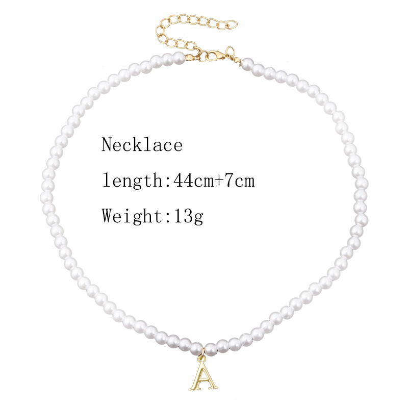 Korean Cute Letter A Pearl Necklace display picture 1