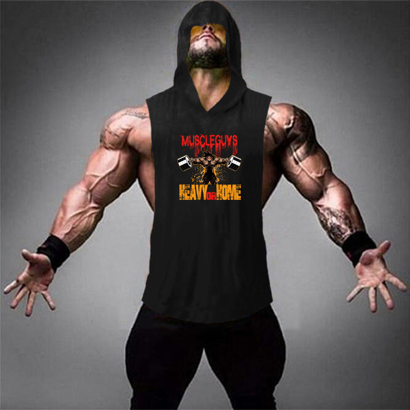 European and American hot autumn summer gym men's super Arthur waistcoat sports sleeveless hooded sweater