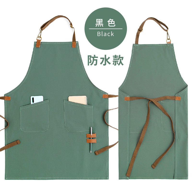 Estilo nórdico correa de hombro moda delantal leche tienda de té cocina en casa peluquería ropa de trabajo femenina Impresión de LOGOTIPO impreso