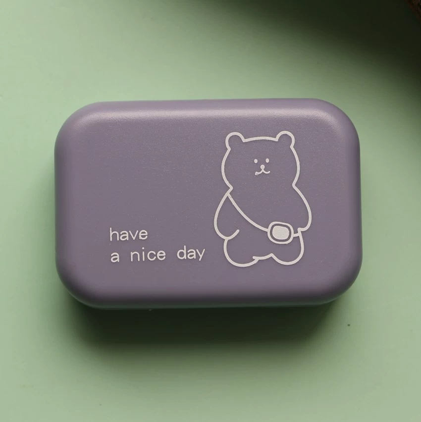 Contact Lens Case Set, Compact Storage Box with Mirror, Tweezers & Applicator, 62×42×22 mm