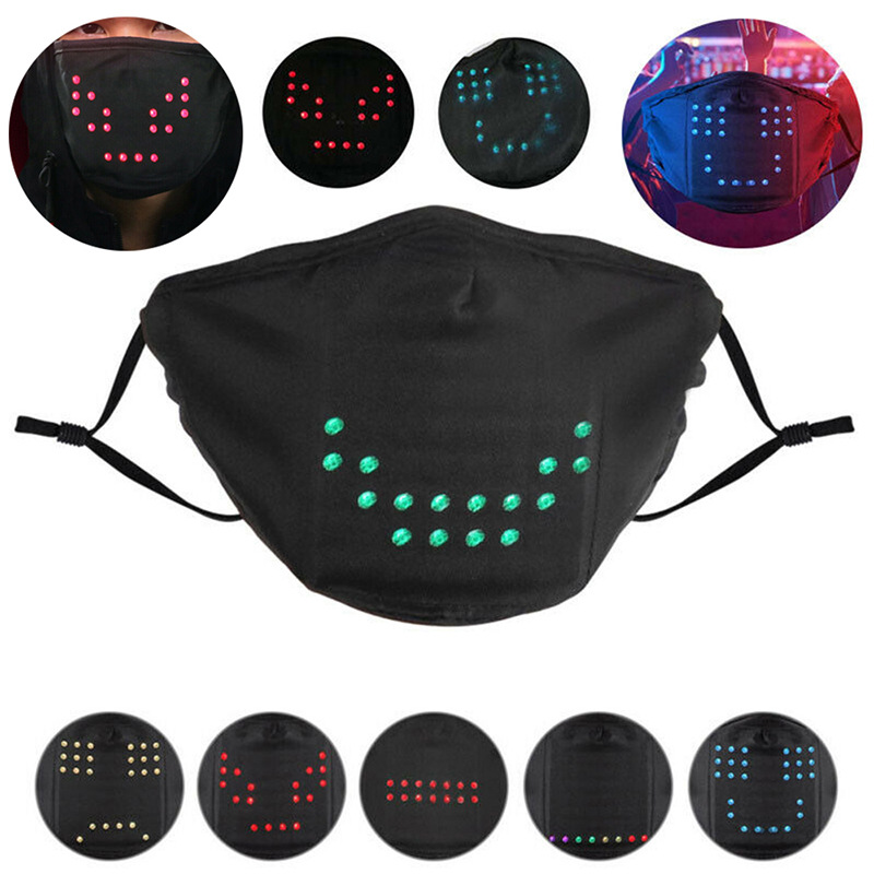 6 Modes LEDIntelligent Voice Voice Control Luminous Mask Party Christmas With Battery USBCharging