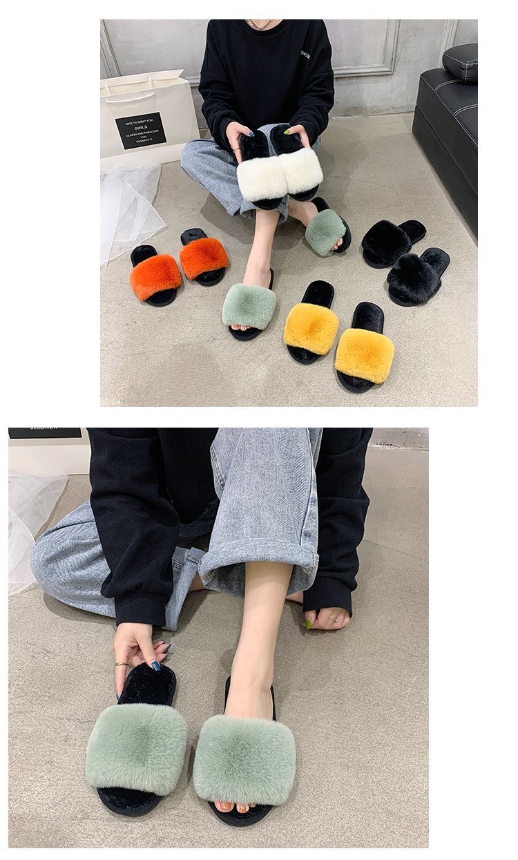 fashion all-match flat-bottom non-slip wool slippers  NSPE35036