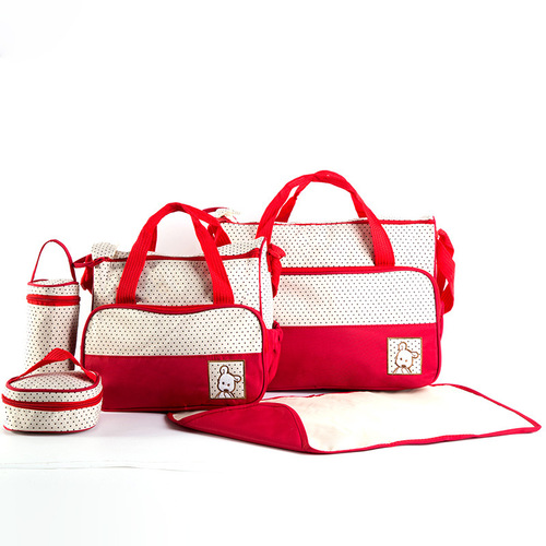 Cross-border  New Mommy Bag 5-Piece Set Multifunctional Baby Products Large Capacity Convenient to Carry Mommy Bag Wholesale