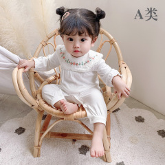 Idea 2020 New Girl Baby Autumn One-piece Dress Lace Bodysuit Climbing Suit Long Sleeve Hoddie 9708