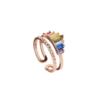 Adjustable rainbow zirconium, ring with stone, Korean style, on index finger