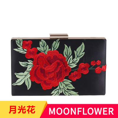 跨境供应潮包现货玫瑰花绣花包韩版女式闪晚宴包手拿包礼服包1293|ms