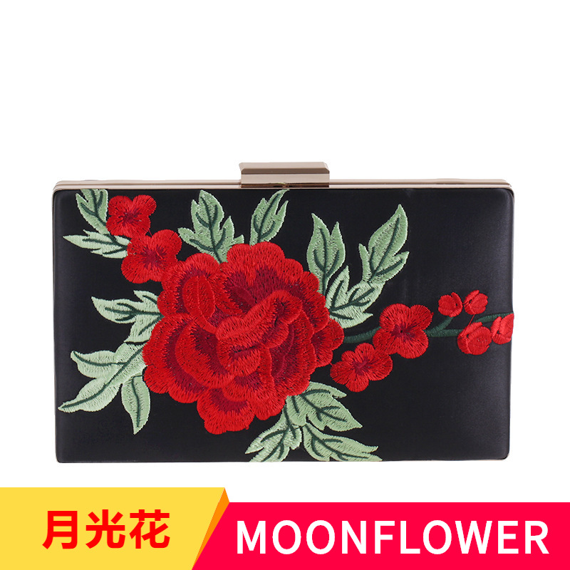 跨境供应潮包现货玫瑰花绣花包韩版女式闪晚宴包手拿包礼服包1293|ms