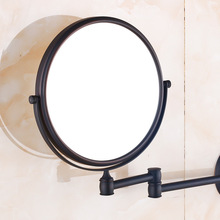 全铜黑古铜化妆镜 美容镜旋转折叠镜子梳妆镜 双面三倍放大浴室镜