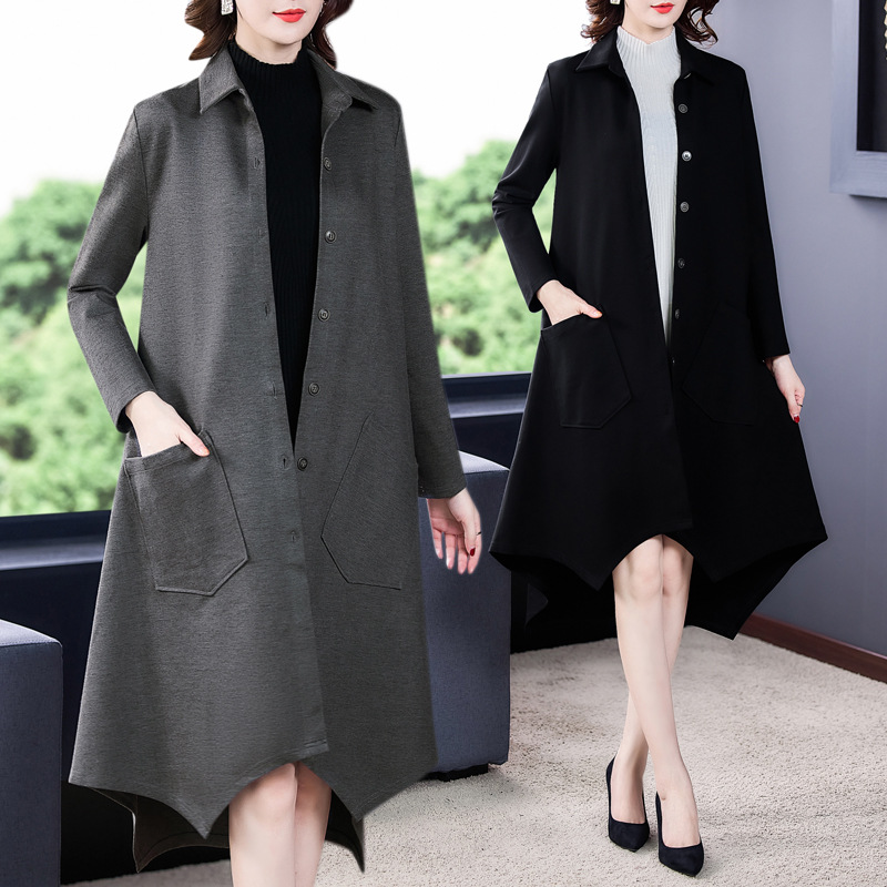 風衣外套女2020新款長袖中長款時尚氣質優雅寬松顯瘦遮肉開衫上衣