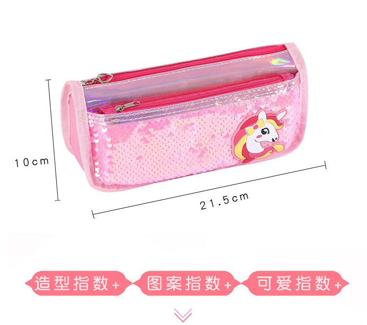Korean minimalist canvas unicorn pencil case, a girl's fresh and portable large-capacity stationery bag, student pencil case detail image 8