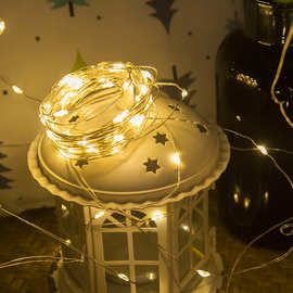 厂家直销LED纯色灯串铜线灯暖白铜丝圣诞彩灯可配电池款