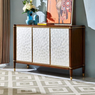 美式輕奢實木鞋櫃入戶玄關櫃大容量家用儲物櫃門口多功能貝殼鞋櫃