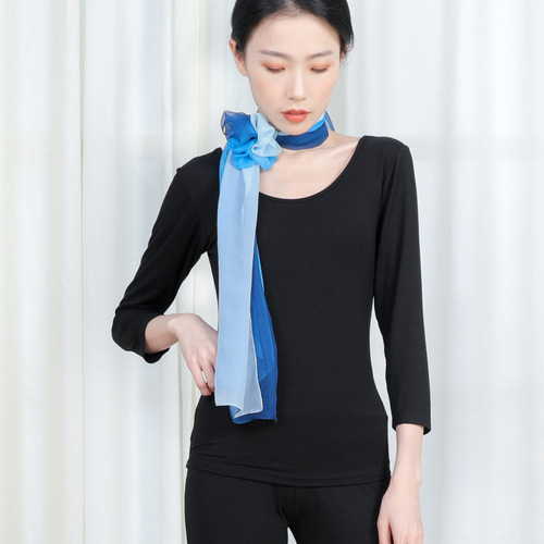 Model Runway Silk Scarf Pure Gradient Thin Scarf Summer Sun Protection Shawl Georgette Fabric Figure Ethic Dance Scarf