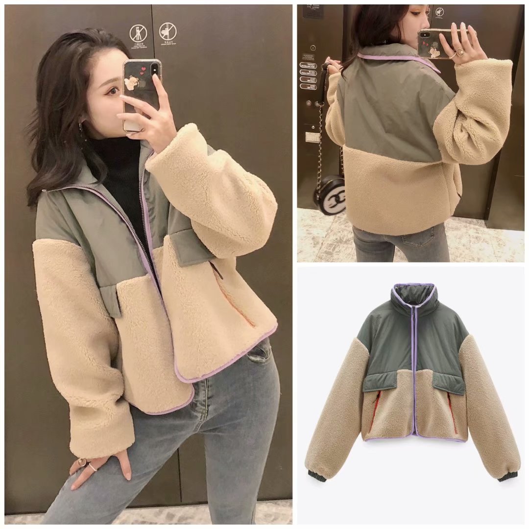 wholesale autumn stitching women s lamb wool jacket NSAM5440