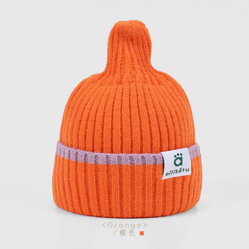 Children's Knitted Hat Contrast Color Stitching Woolen Hat display picture 7