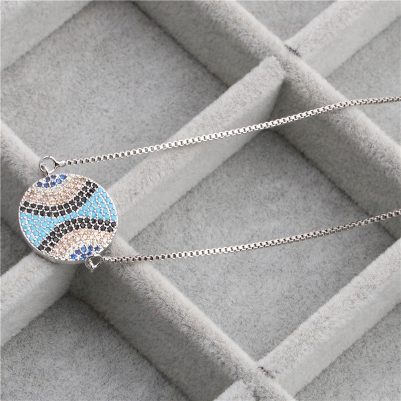 Außenhandel Fabrik Produziert Europäischen Und Amerikanischen Schmuck Mikro Eingelegter Zirkon Devil Eye Hängende Halskette Copper Necelet display picture 2