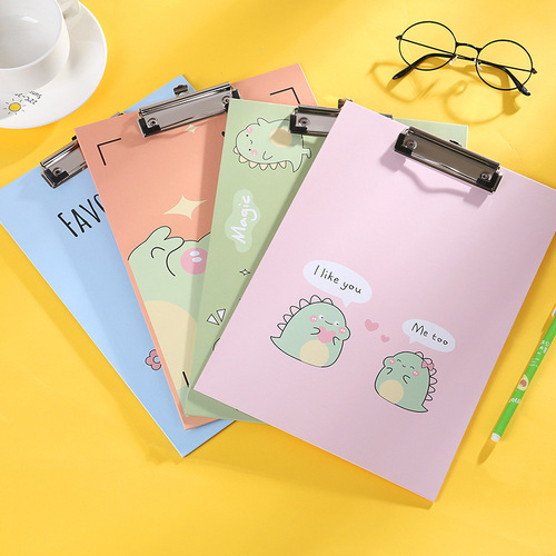 Creative Fresh Cartoon A4 Cardboard File Holder Book Clip Writing Pad Holder Thick Multi-functional Student Stationery