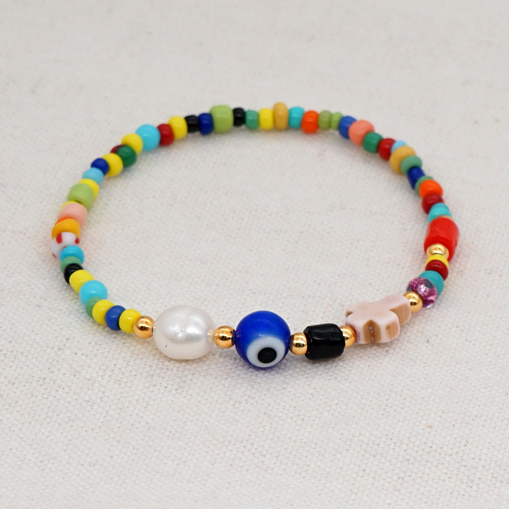 Color Rice Bead Bracelet Natural Pearl Simple Creative Cross Ethnic Style Handmade Jewelry Wholesale Nihaojewelry display picture 9