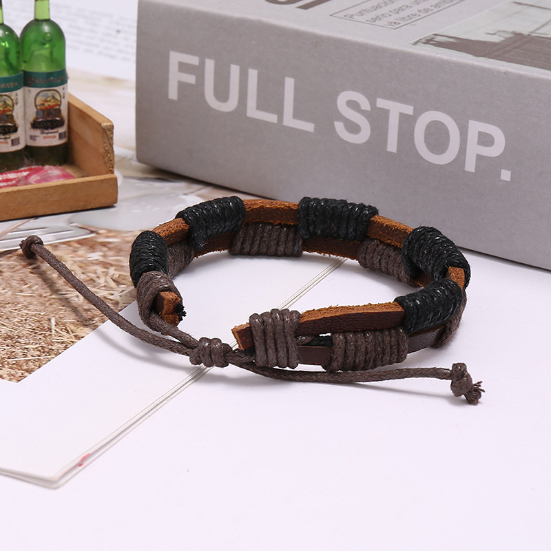 simple retro woven cowhide bracelet