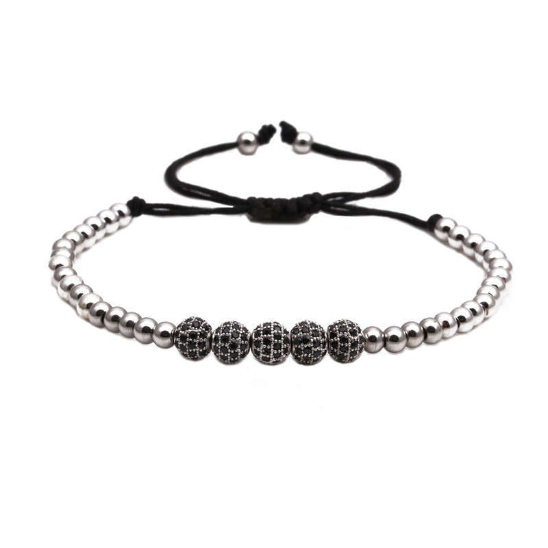 Chaude 6mmzc Noir Zircon Tissé Bracelet De Cuivre Micro Incrusté Zircon Perles Bracelet Pour Hommes Et Femmes display picture 1