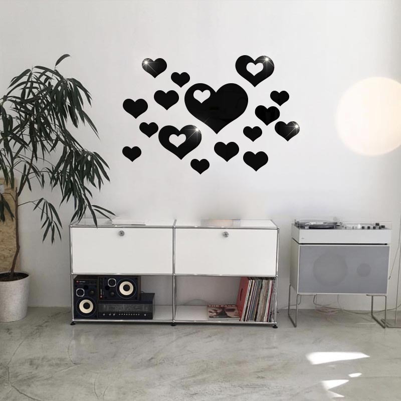 Heart-shaped Acrylic Mirror Wall Stickers Set display picture 6
