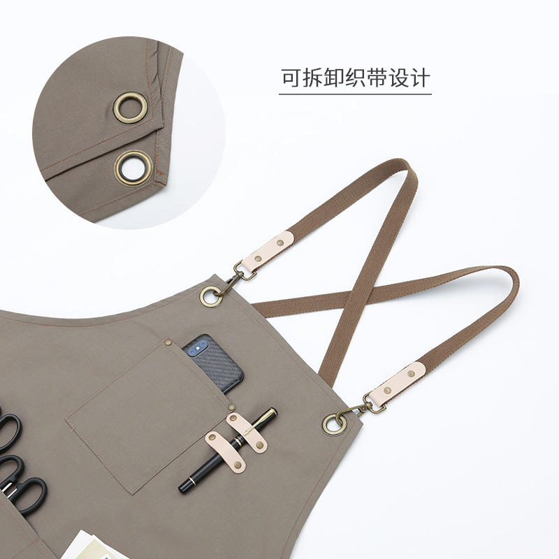 Estilo coreano moda logotipo personalizado impresión delantal hombres y mujeres barista estilista cocina limpieza del hogar ropa de trabajo