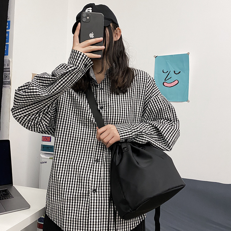 潮小包包2020新款斜挎包男女百搭ins森系文艺帆布包单肩水桶包潮|ms