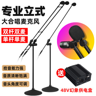 大合唱麦克风立式话筒落地演讲舞台主持会议发布会会场电容话筒-阿里巴巴