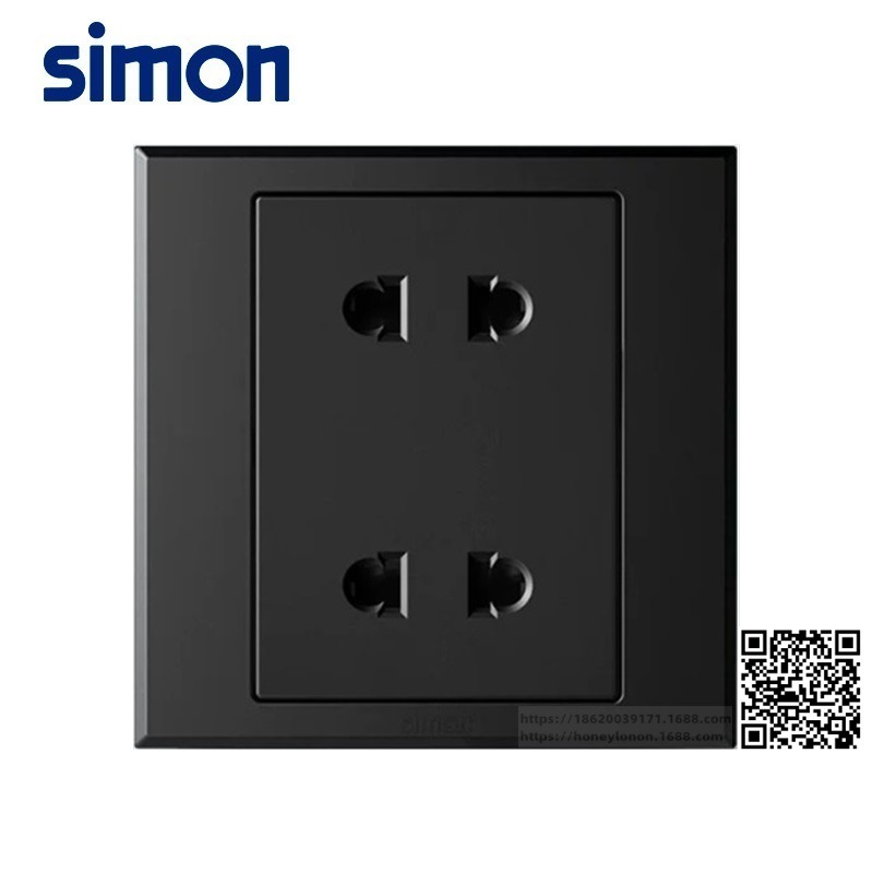 西蒙 simon E3 二位两极插座（四孔）（哑光黑）301072-26