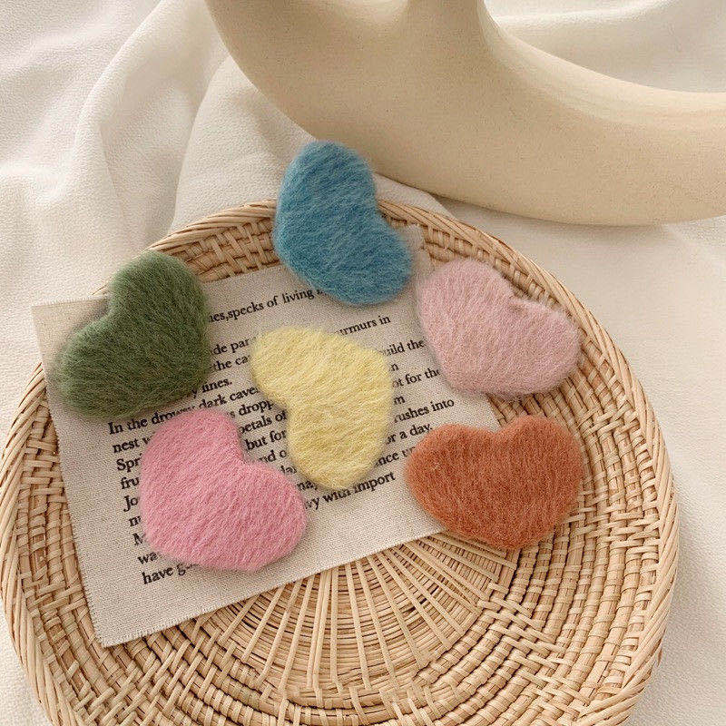 秋冬网红爱心毛毛发夹刘海发卡后脑勺夹子发饰女韩国可爱毛绒bb夹|ms