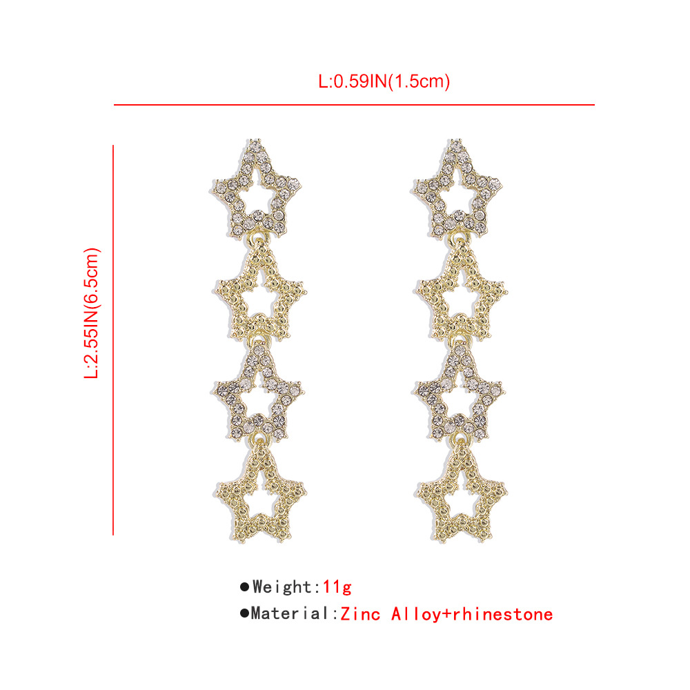 Light Luxury Five-pointed Star Diamond Long Earrings display picture 4