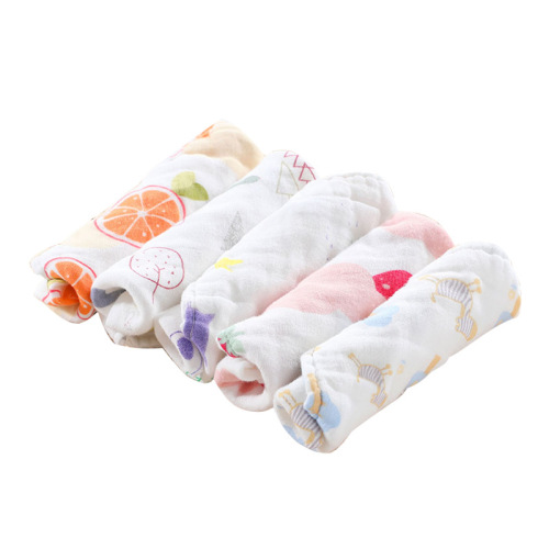 Infant bib Wholesale high density eight-layer gauze triangular scarf Cartoon infant bib bib bib