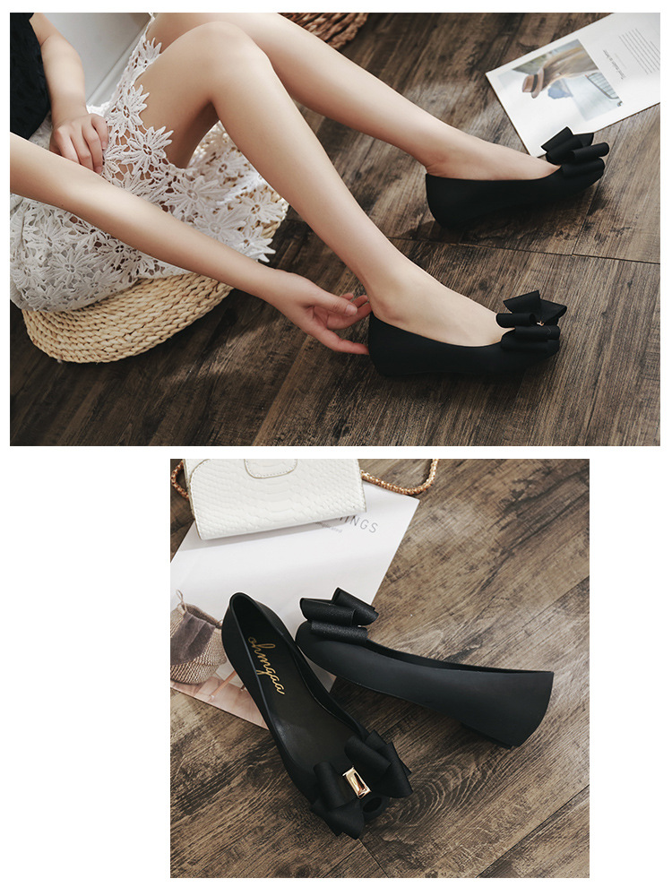 2022 Summer Rain Boots Korean Style Fashion New Bowknot Peep-Toe Jelly Waterproof Non-Slip Women's Single Shoes_vogvips.com