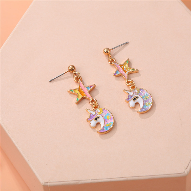 Cartoon Style Star Alloy Enamel Girl's Drop Earrings display picture 2